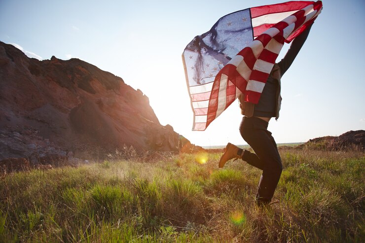 joyful man running with usa flag_1098 12894